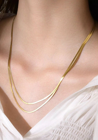 Double Layer Snake 18k Gold Plated Necklace Jewelry Laurel + August