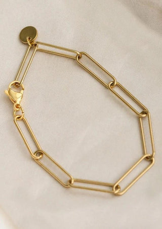 18k Gold Plate Paperclip Bracelet Jewelry Laurel + August GOLD