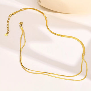 Double Layer Snake 18k Gold Plated Necklace Jewelry Laurel + August