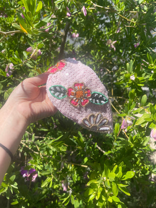 BRIGHT BEADED HEADBANDS Jewelry Closeout PINK FLORAL